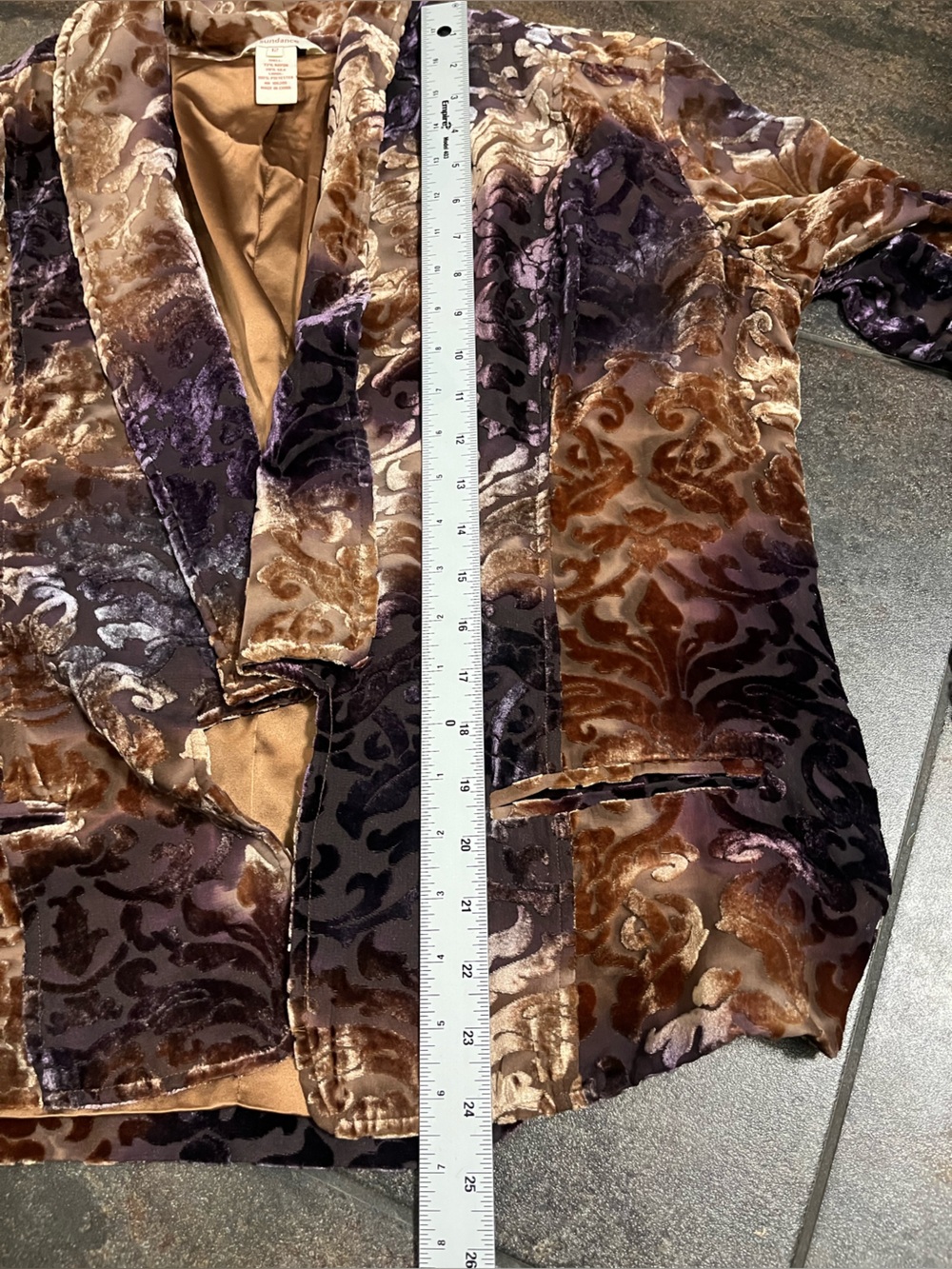 Sundance Silk Blend Bronze Velvet Blazer Whimsy Goth Romantic Size 12 - Picture 7 of 7
